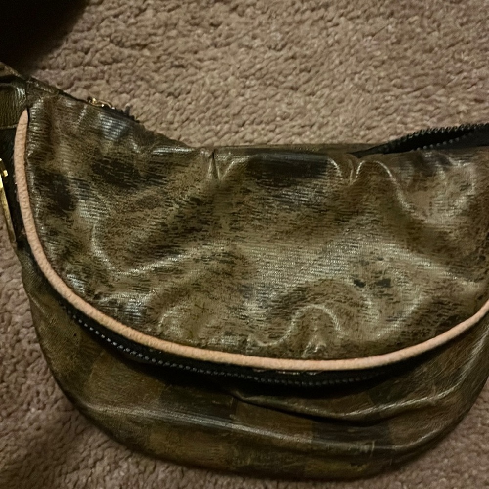 Fendi vintage pequin checked  pattern old authentic belt Fanny pack bag has wear